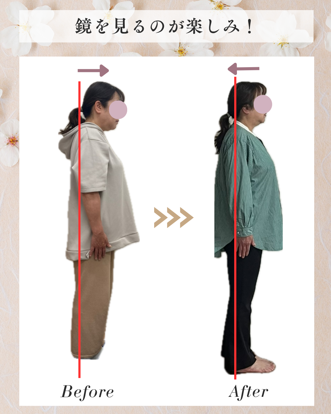 鏡を見るのが楽しみ Before/After