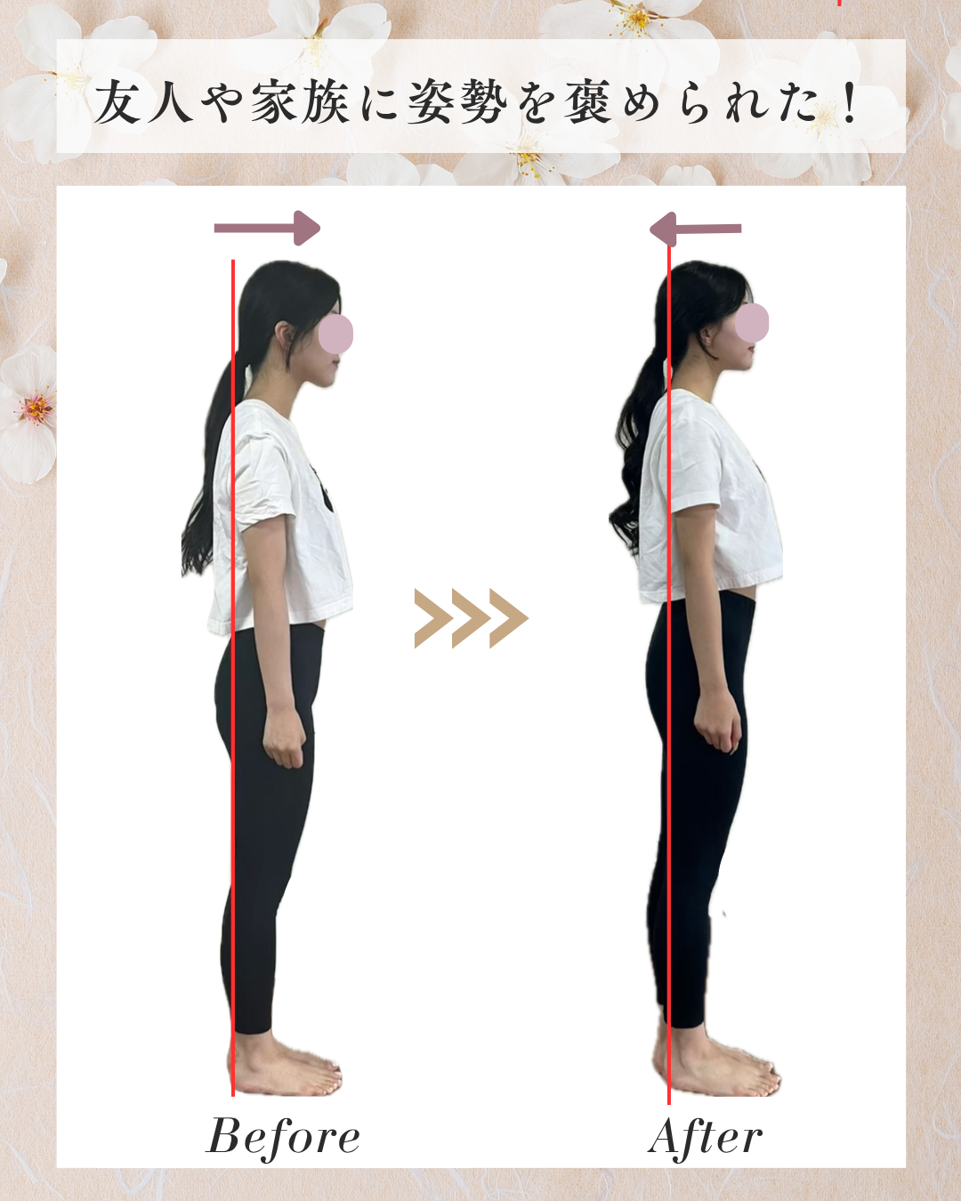 友人や家族に姿勢を褒められた Before/After